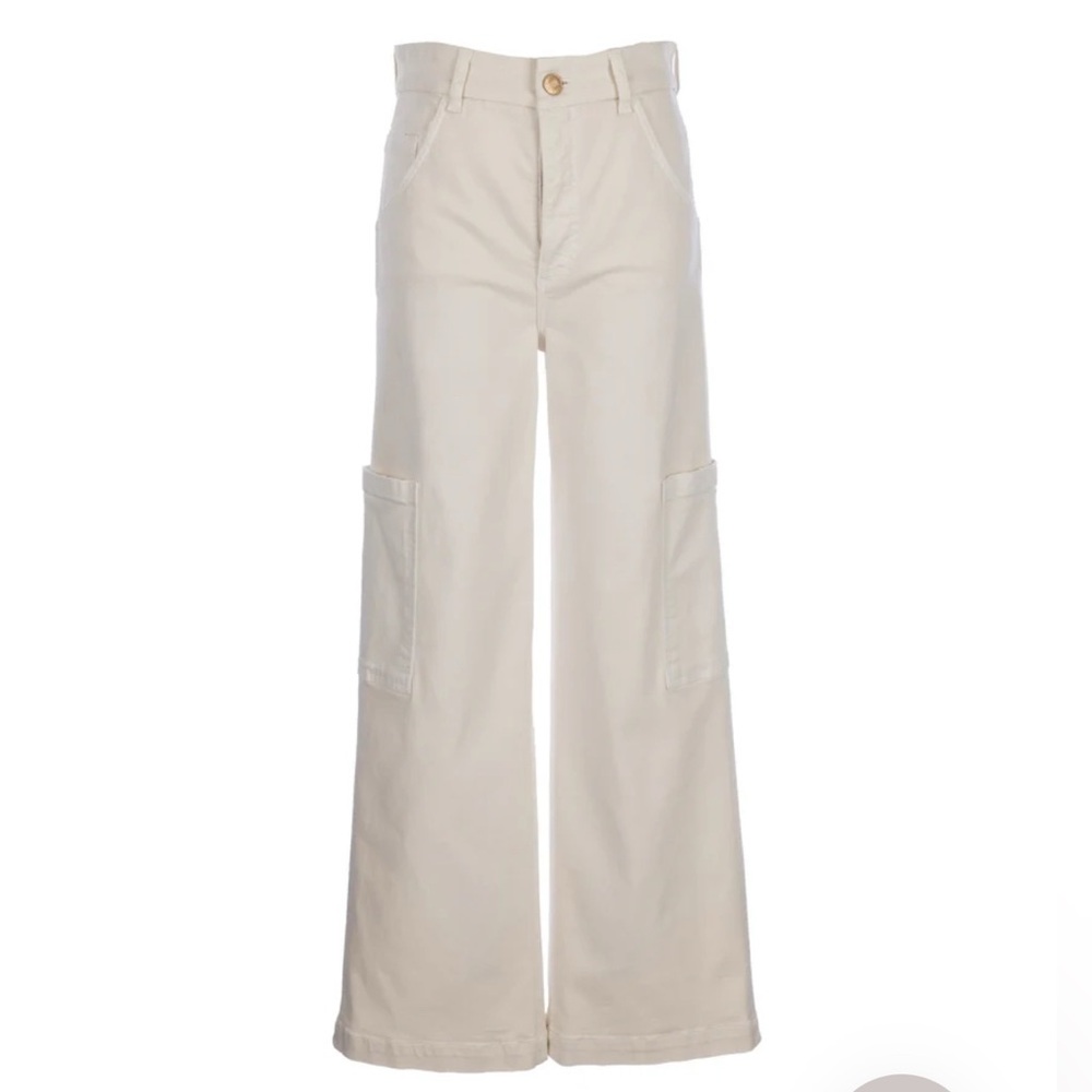 Kut from the Kloth Cream The Jodi High Rise Wide Leg Cargo Jean Size 6 - Picture 5 of 15